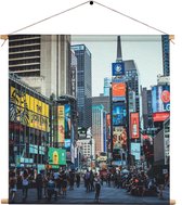 Textielposter Times Square New York Vierkant L (45 X 45 CM) - Wandkleed - Wanddoek - Wanddecoratie