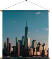 Textielposter New York Gebouwen Skyline Vierkant L (45 X 45 CM) - Wandkleed - Wanddoek - Wanddecoratie
