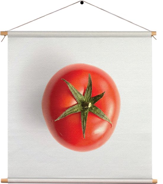 Textielposter Tomato Vierkant XL (60 X 60 CM) - Wandkleed - Wanddoek - Wanddecoratie