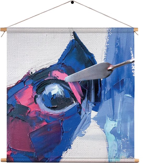Textielposter Niet Afgeschilderde Dierenkop Kleurrijk Vierkant XXL (90 X 90 CM) - Wandkleed - Wanddoek - Wanddecoratie
