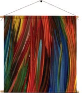 Textielposter Geschilderde Strepen Kleurrijk Vierkant XXL (90 X 90 CM) - Wandkleed - Wanddoek - Wanddecoratie