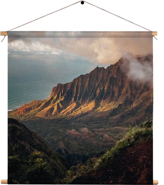 Textielposter Dromen in Hawaii Vierkant XL (60 X 60 CM) - Wandkleed - Wanddoek - Wanddecoratie