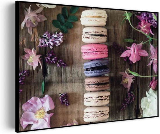 Akoestisch Schilderij Macarons op Bloemen Tafel Rechthoek Horizontaal Pro M (85 X 60 CM) - Akoestisch paneel - Akoestische Panelen - Akoestische wanddecoratie - Akoestisch wandpaneel