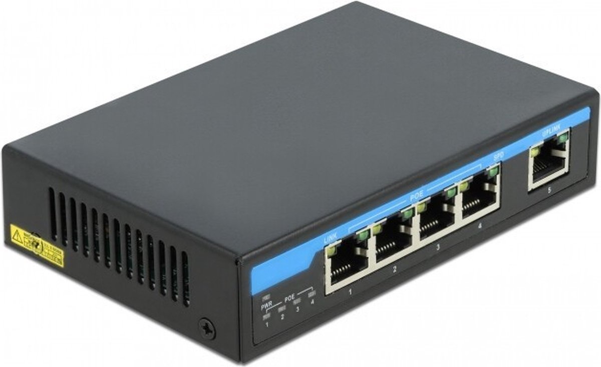Delock Gigabit Ethernet Switch 4 Port PoE + 1 RJ45