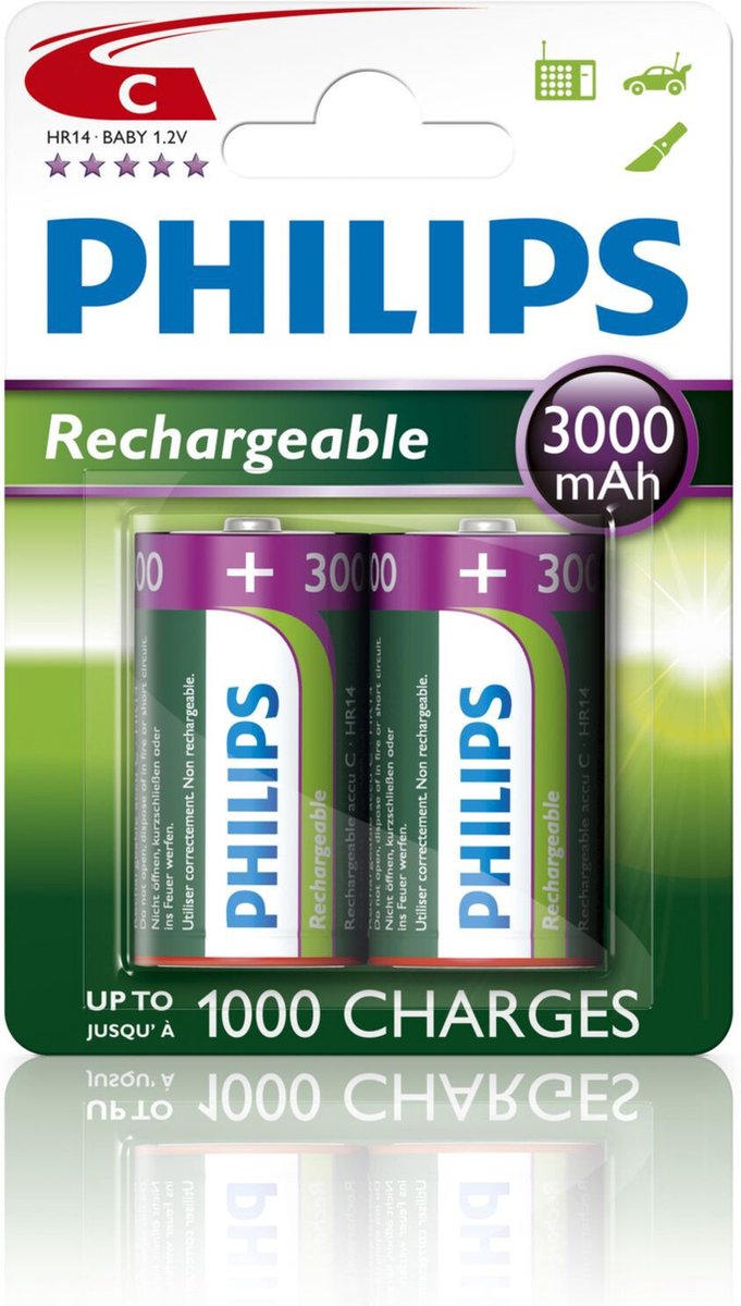 Philips C Oplaadbare Batterijen R14B2A300 - 2 stuks