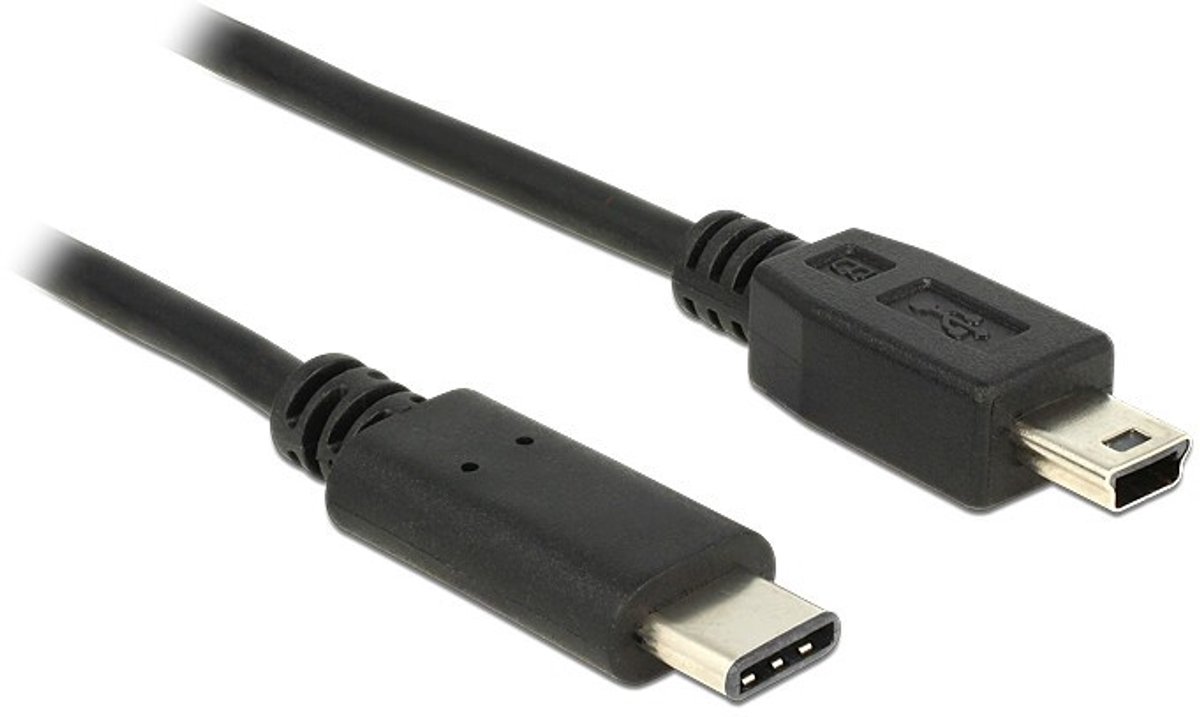 Delock 83335 USB-kabel USB 2.0 USB-mini-B stekker, USB-C stekker 0.50 m Zwart