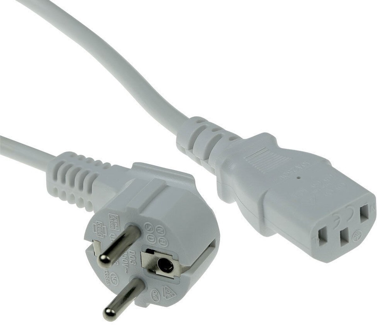 Image of ACT Netsnoer CEE 7/7 male (haaks) - C13 wit 0,5 m AK5401
