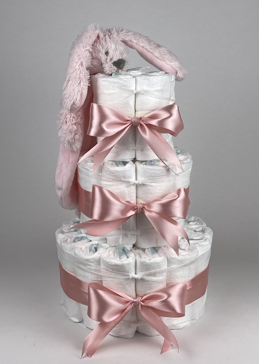 Goedkoopste Chouette-Chouette | Luiertaart Meisje | Kraamcadeau | Geboorte Meisje | Babyshower | Tuttle Konijn Richie Pink - donker Poeder Roze