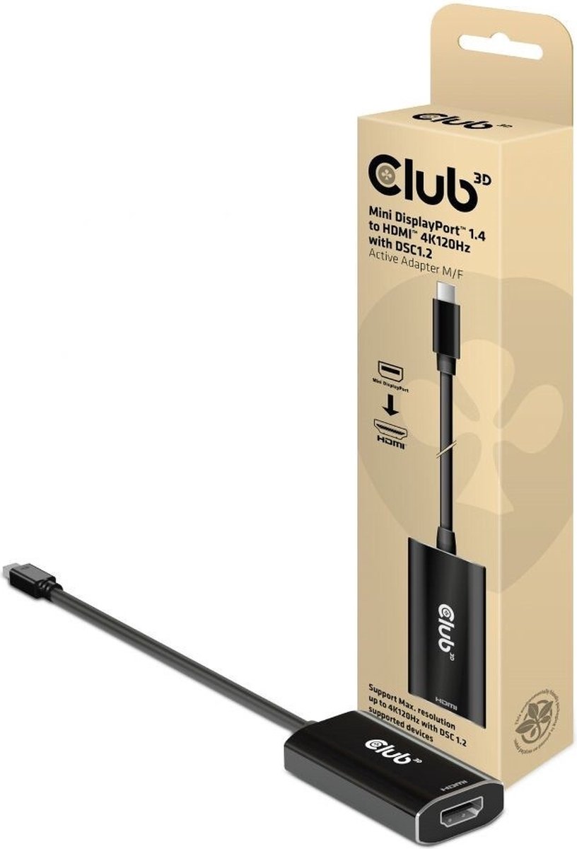 Club 3D Mini DisplayPort 1.4 naar HDMI 4k120Hz met DSC1.2 Active Adapter