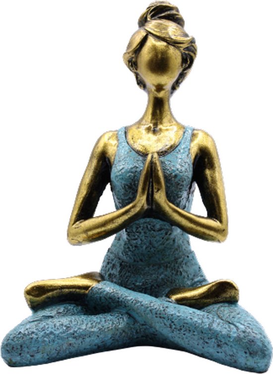Yoga femme bronze & turquoise environ 24 cm | Femme de Méditation | Yoga | Méditation | femme | paix | équilibre | amour | Puissance | Zen | cadeau | déchargé | la chance | Noël | jours fériés | A. de Laar |