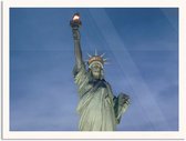 Poster Vrijheidsbeeld New York Donker 02 Rechthoek Horizontaal Met Lijst M (40 X 30 CM) - Witte Lijst - Wanddecoratie - Posters