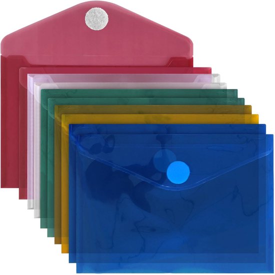 Dossiers de documents ACROPAQ - Restez organisé avec 10 dossiers de documents A6 - Fermeture Velcro sécurisée - Couleurs Assorti