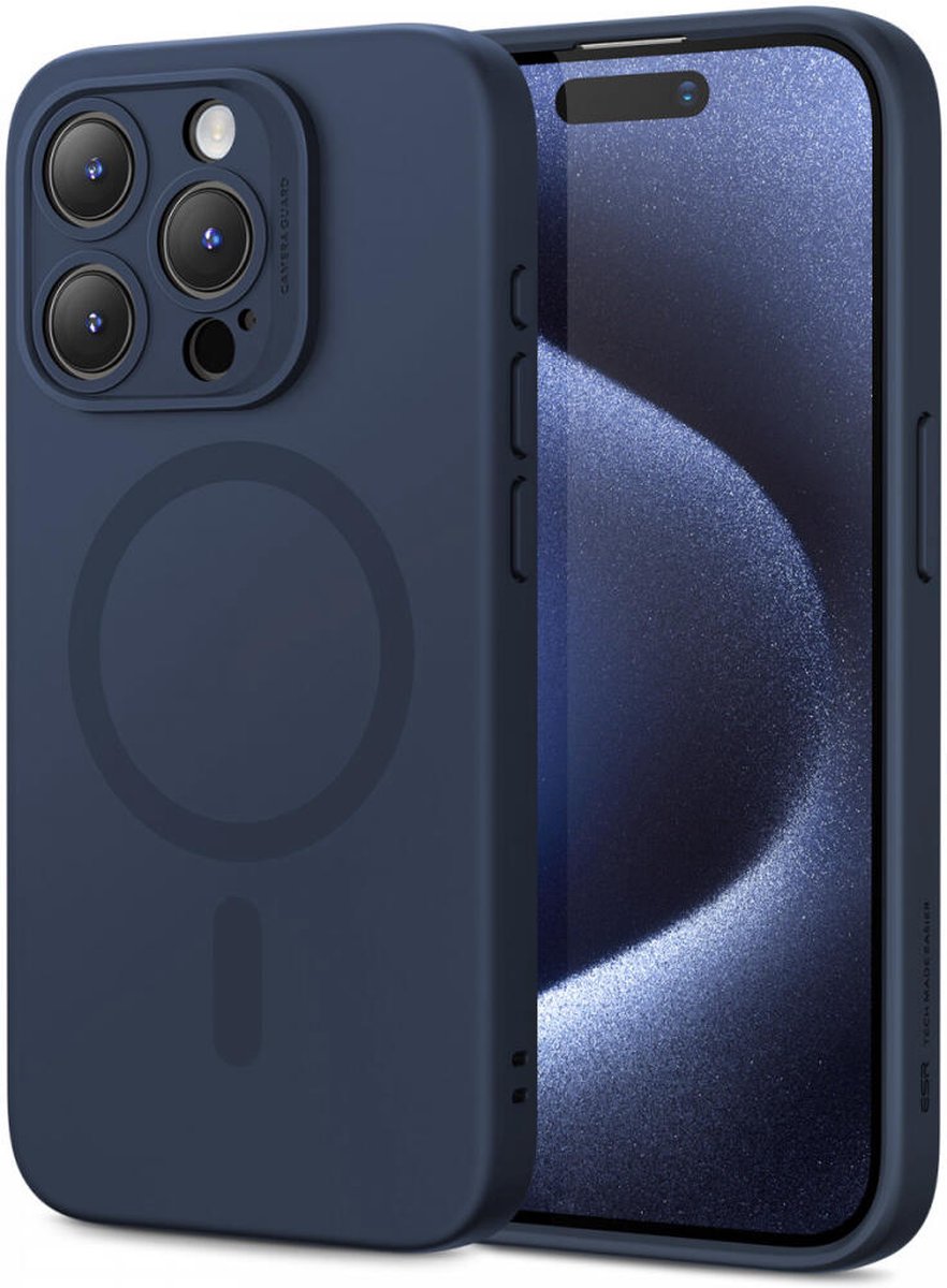 ESR Cloud Soft HaloLock Hoesje MagSafe Blauw Geschikt voor Apple iPhone 15 Pro Max