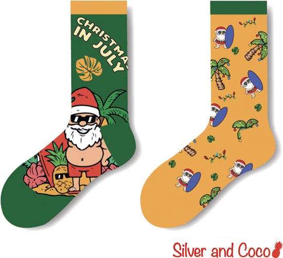 SilverAndCoco® - Rebelse Kerstsokken / Gekke Foute Vrolijke Happy Kerst Sokken Kerstman Rendier / Leuke Grappige Dikke Warme Huissokken Kerstmis Dames & Heren Kerstcadeau / Wintersokken Kleding Socks Mannen Vrouwen / Sinterklaas Schoen Cadeautje