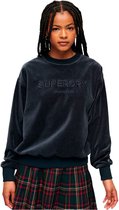 Superdry Velour Graphic Boxy Sweatshirt Zwart M Vrouw