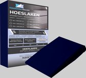 Dekbeddenwereld- hoeslaken- jersey- stretch- tweepersoons- 140x200+30cm- geschikt voor boxspring- donkerblauw