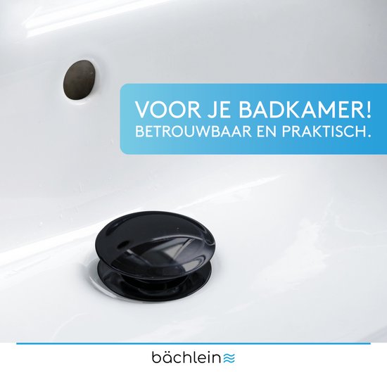 Bächlein Universele Pop-up Wastafelstop - Afvoerzeef in Mat Zwart voor Wastafels - 40mm Afvoer Afloop Ventielstop met Haarzeef - Bächlein