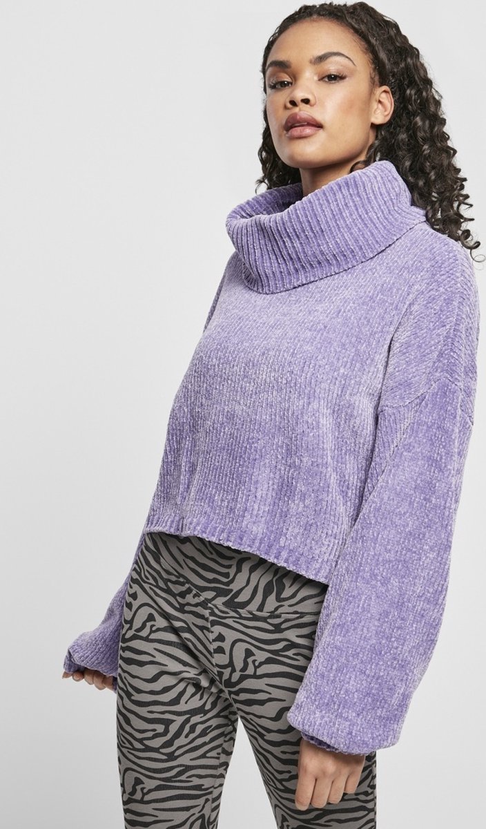 Urban Classics Short Chenille Turtleneck Sweater/trui S Paars