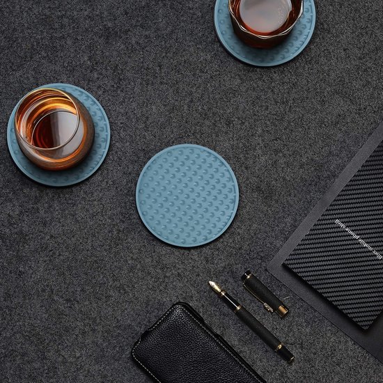 Castagnola Sous-verres de Verre – Sous-verres de Verres – Dessous de Verre en Siliconen – Sous-verres de Verre de Luxe en Siliconen avec Sous-verres – 6 pièces – Vert – Rond