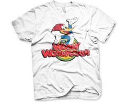 Woody Woodpecker Unisex Tshirt -S- Classic Logo Wit
