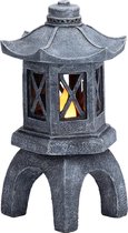 Statue de pagode lanterne en pierre japonaise 15,8 cm, lumière solaire, figurine de jardin en résine résistante au gel, décoration de jardin zen pour terrasse extérieure, jardin, paysage, patio, porche