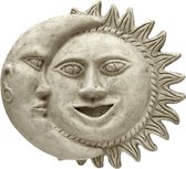 Tuinbeeld Zon/Maan extra groot (Wit/Gepattineerd) - Decoratie voor binnen en buiten