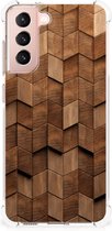 Stevig Telefoonhoesje geschikt voor Samsung Galaxy S21 FE Wooden Cubes