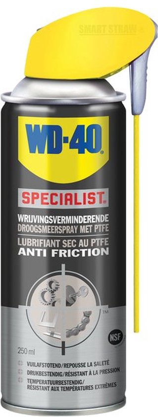 WD-40 Specialist® Droogsmeerspray met PTFE - 250ml - Teflon Spray - Smeermiddel - Beschermt effectief tegen dagelijkse slijtage - WD-40
