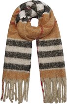 Sjaal- Shawl - oranje - zwart - crème - rood - 100% acryl - warm & zacht - 180 x 48 cm - nieuwe collectie - herfst & winter - geruit - gestreept