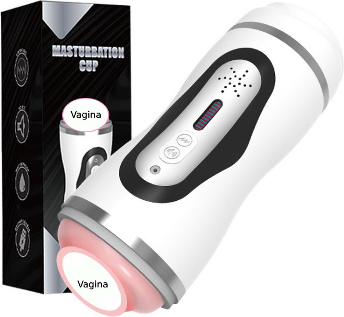 Goedkoopste 2-1 Pocket Pussy en Mond | Blowjob Masturbator | Sex Toys Seksspeeltje Voor Mannen | Volautomatisch Intelligentie Geluid, Zuigende en Vibrerende Mode