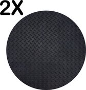BWK Stevige Ronde Placemat - Zwarte Traanplaat - Metalen Textuur - Set van 2 Placemats - 50x50 cm - 1 mm dik Polystyreen - Afneembaar