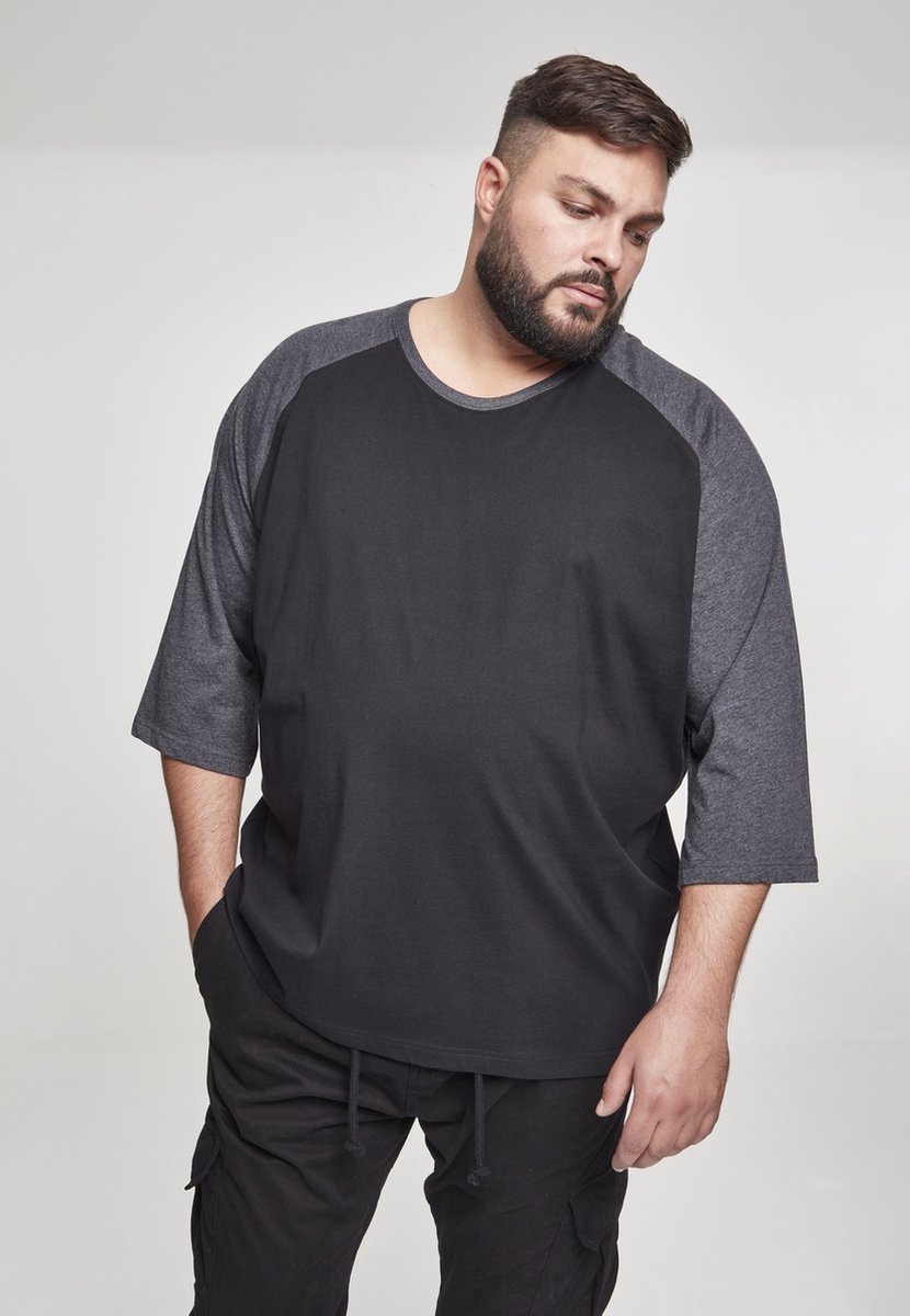 Urban Classics Contrast 3/4 Sleeve Raglan Tee Heren Shirt met lange mouwen 3XL Zwart