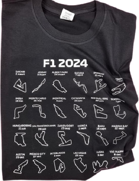 T-shirt - Formule 1 kalender 2024 - f1 - Verstappen - maat XL