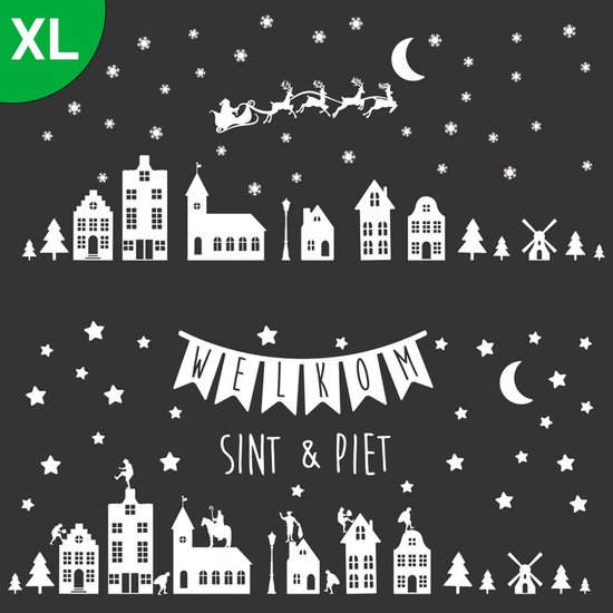 Raamsticker Kerst & Sinterklaas Wit XL Herbruikbare decoratie | 160 x 75 cm | Speelgoed | Versiering | Cadeau