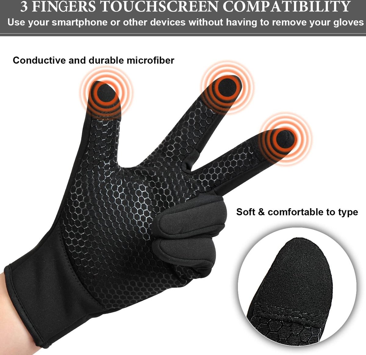 Gants Hiver Chauds à Ecran Tactile pour Hommes Femmes, Gants de Cyclisme  Gants de Velo VTT Chauds d'hiver, Noirs Antidérapants Thermiques Conduite  Gants Travail Hiver Coupe-Vent Gants pour Sports : : Mode