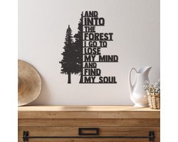 Wanddecoratie In To The Forest I Go - Muurdecoratie Natuur - Muurdecoratie Hout - Wanddecoratie Hout - Muurdecoratie Woonkamer - Wanddecoratie Woonkamer - Wanddecoratie Industrieel - Wanddecoratie Dieren - Home Decor - Wall Line Art - 35.5 x 29 cm