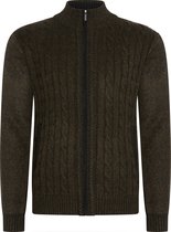 Cappuccino Italia - Heren Sweaters Cable Cardigan Zwart - Groen - Maat XL