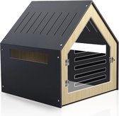 Modern honden- en kattenhuis met acryldeur inclusief ligkussen ecru Dogs&Co