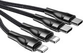 Phreeze Multi USB-C Kabel - 4 in 1 USB C Kabel - 2x 8-Pin (Male) + 2x USB-C Snoer - 4A Output - Duurzaam - Oplader - Snellaadkabel - Geschikt voor iPad en iPhone - Oplaadkabel