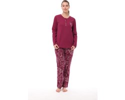 Pijadore - Dames Pyjama Set, Lange Mouwen, Kastanjebruin - M