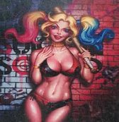 Harley Quinn - Peinture de diamants - 35x45 - pierres rondes