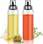 Oliefles 500 ml, 2 stuks azijn- en oliedispenser Glazen fles met grote capaciteit Grote olijfoliedispenser met schenktuit, olieflescontainer met heldere sterschaal