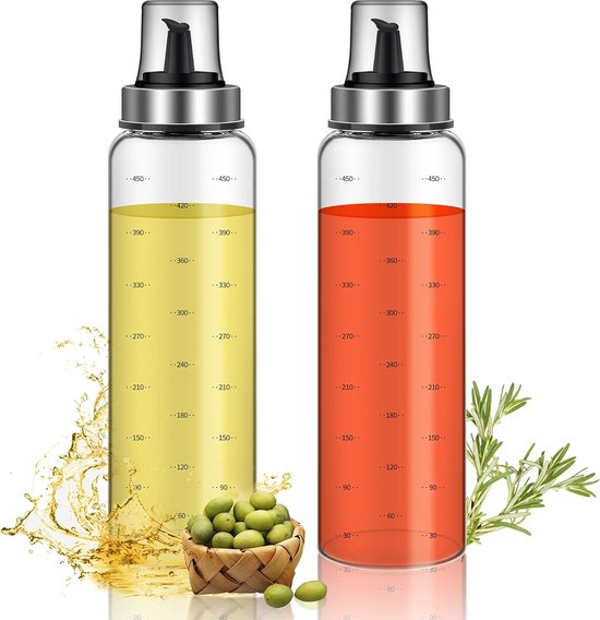 YARRAMATE 16oz/470ml 2STKS Lichte Blokkering Donkere Olie Sproeier voor Koken, 2 in 1 Olijfolie Dispenser