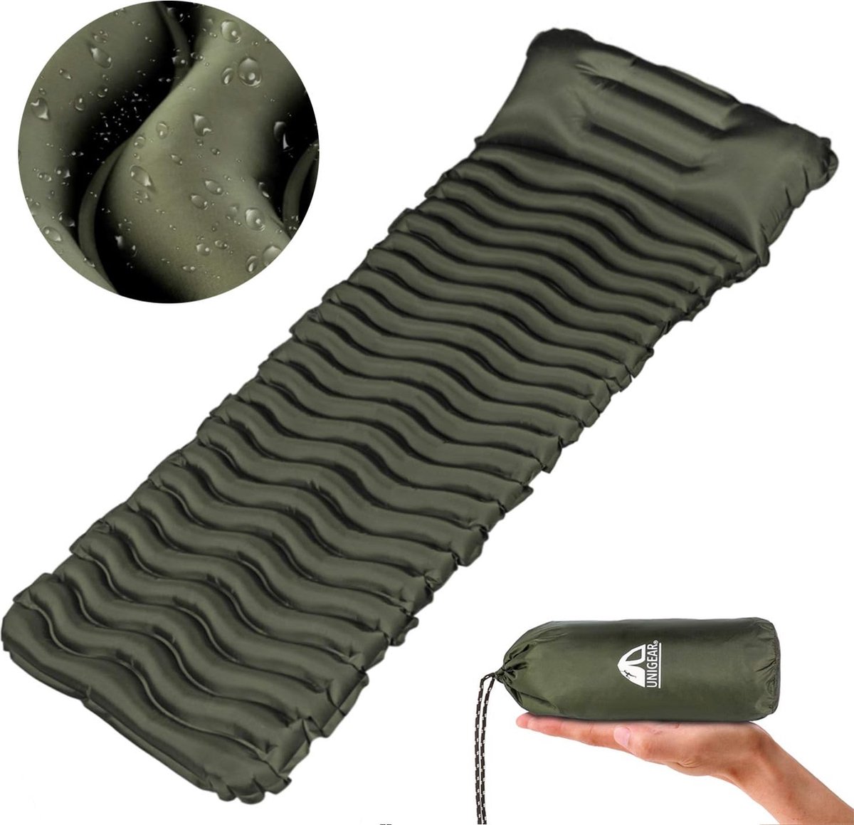 Campingslaapmat, kleine verpakkingsgrootte, opblaasbaar luchtmatras, kamperen, slaapmat voor buiten, ultralicht, vochtbestendig, waterdicht en antislip, herbruikbaar