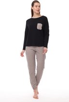 Pijadore - Dames Pyjama Set, Lange Mouwen, Zwart - L