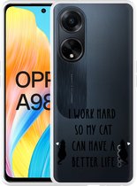 Cazy Hoesje geschikt voor Oppo A98 5G Royalty Cat Zwart