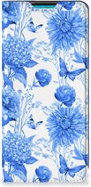 Smart Cover Geschikt voor Samsung Galaxy A73 Flowers Blue