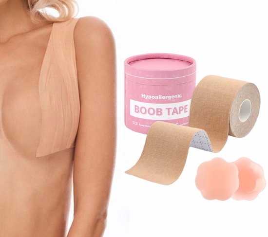 Boob tape - Inclusief 2 Nipple covers - Plak bh - Tepelcovers - Strapless bh - 5 meter