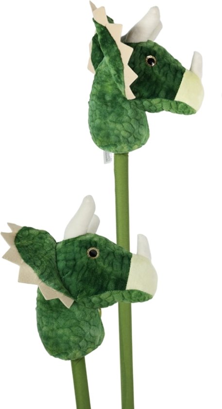 Stokpaard - Stokpaardje - Hobby Horse - Dino - Groen - Dinosaurus Triceracops