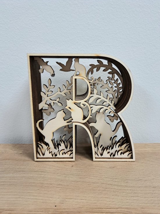 Lettres en bois R - Lettre prénom - Lettres 3D Luxe - Cadeau maternité garçon - Cadeau maternité fille - Décoration lettres en bois - Lettres alphabet en bois - Cadeaux de maternité - Décoration Chambre de bébé bébé - décoration chambre de bébé